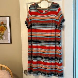 Ava & Viv 3X orange, light blue, and grey striped dress
